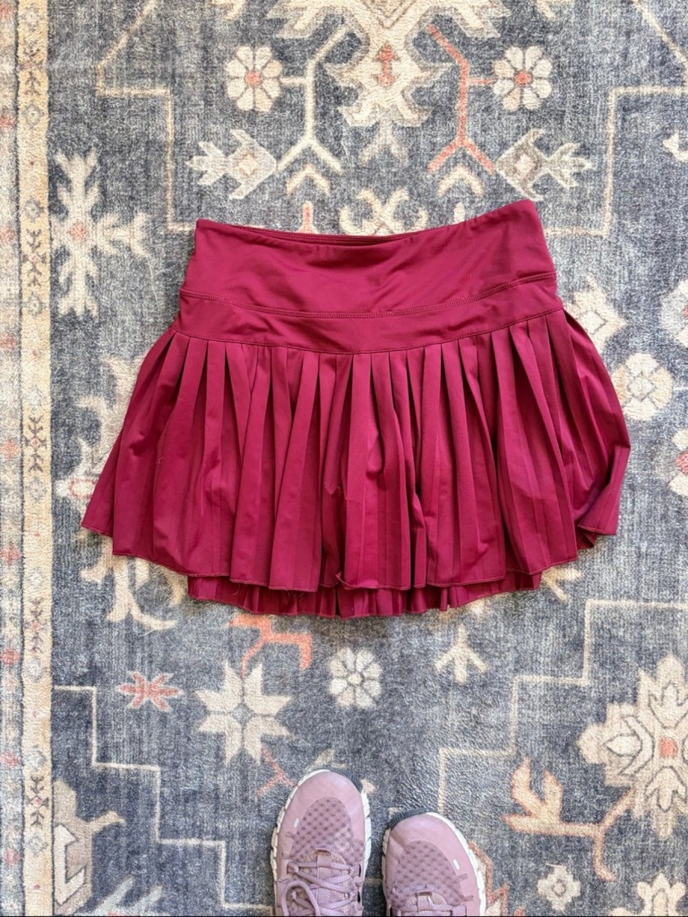 Women's Pleated Skater Skirt in Wine
